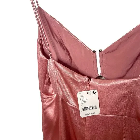 Free People Abbie Jumpsuit Pink Satin Wide leg Cutout Size 2 NWT $250